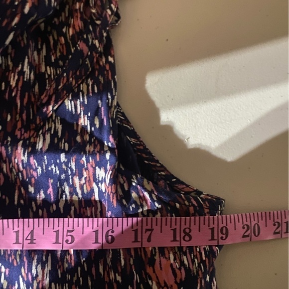 Caslon Navy Coral Painted Rain V-Neck Dress I Size:M - Picture 8 of 9